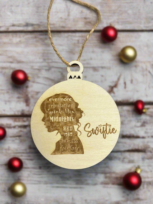 Wooden swiftie bauble - Laser LLama Designs Ltd