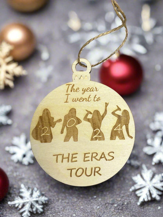 Wooden “the year I went on the eras tour „bauble - Laser LLama Designs Ltd