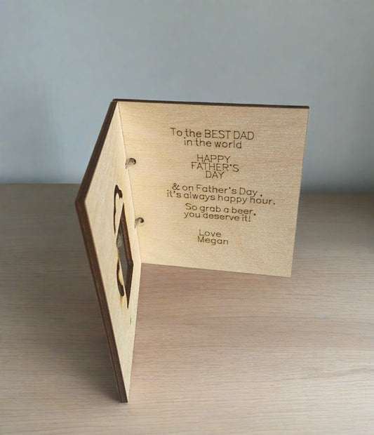 Wooden personalised beer card - Laser LLama Designs Ltd