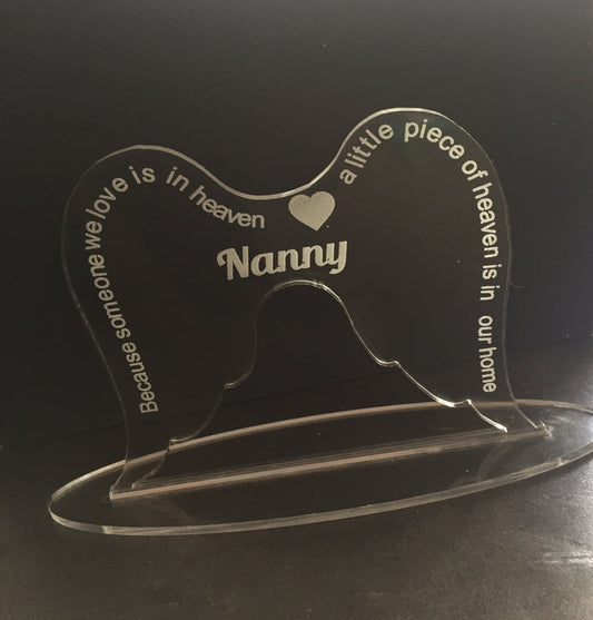 Acrylic freestanding angel wings - Laser LLama Designs Ltd