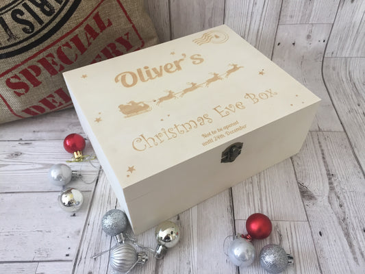 Personalised Wooden Christmas Eve Box - Laser LLama Designs Ltd
