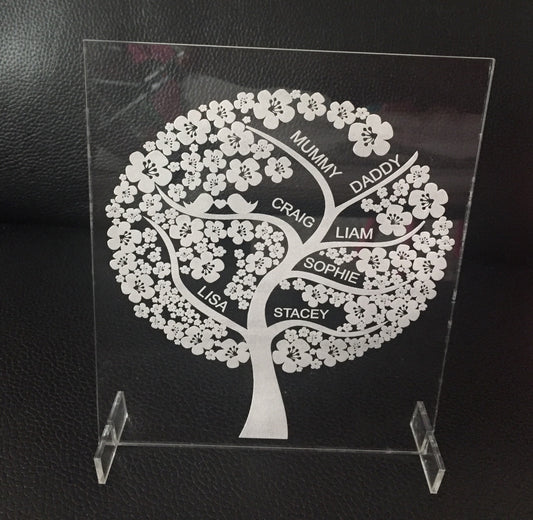 Freestanding acrylic family tree -personalised - Laser LLama Designs Ltd