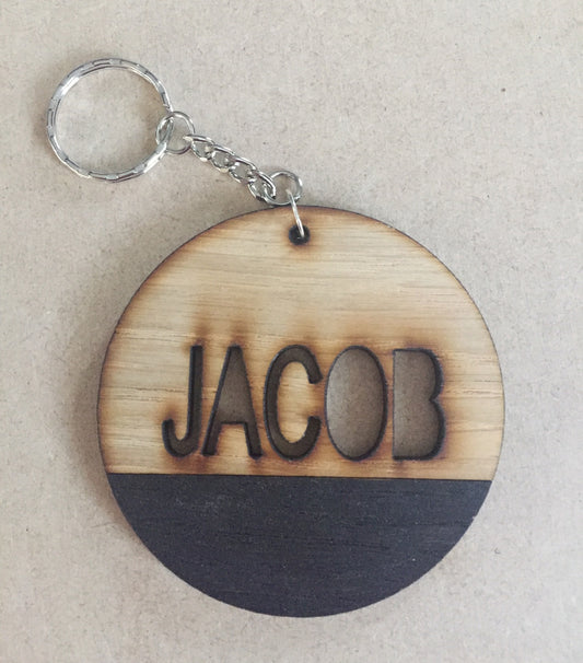 Oak veneer personalised Cut out name bag tag - Laser LLama Designs Ltd