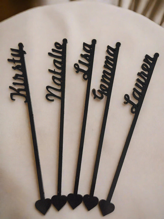 Personalised acrylic drinks/coctails strirrer - Laser LLama Designs Ltd