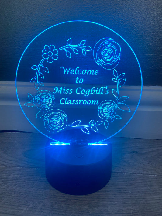 Teachers classroom LED light up display- 9 colour options with remote - Laser LLama Designs Ltd