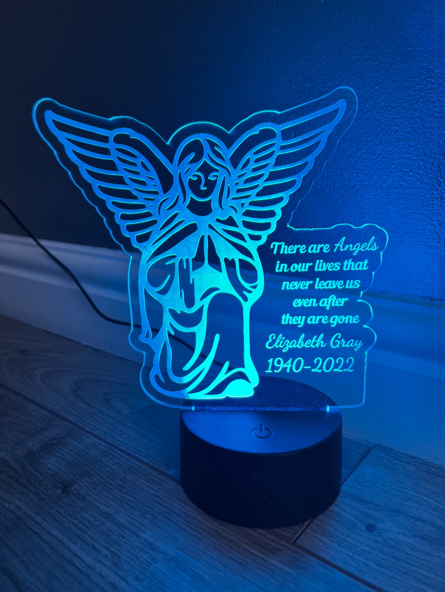 Led light memorial Angel_1 display. 9 colours and remote control! - Laser LLama Designs Ltd