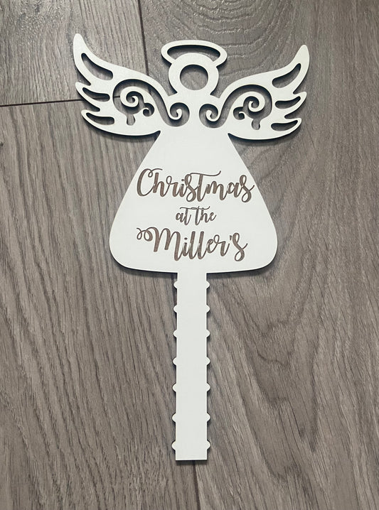 Wooden personalised Christmas tree topper - Laser LLama Designs Ltd