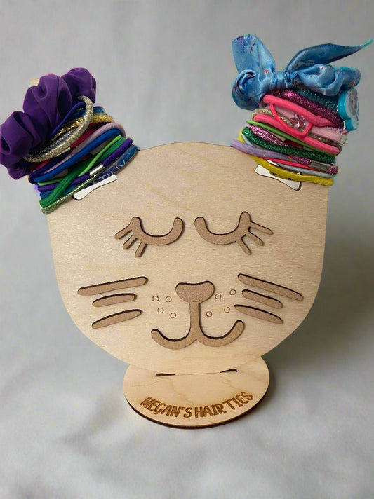 Personalised freestanding hair ties cat stand/holder - Laser LLama Designs Ltd
