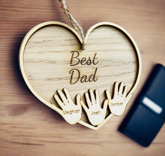 Oak veneer personalised hand plaque - Laser LLama Designs Ltd