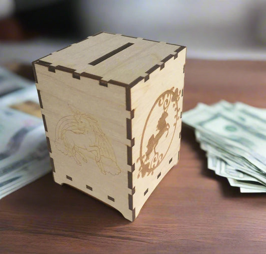 Wooden personalised unicorn money box - Laser LLama Designs Ltd