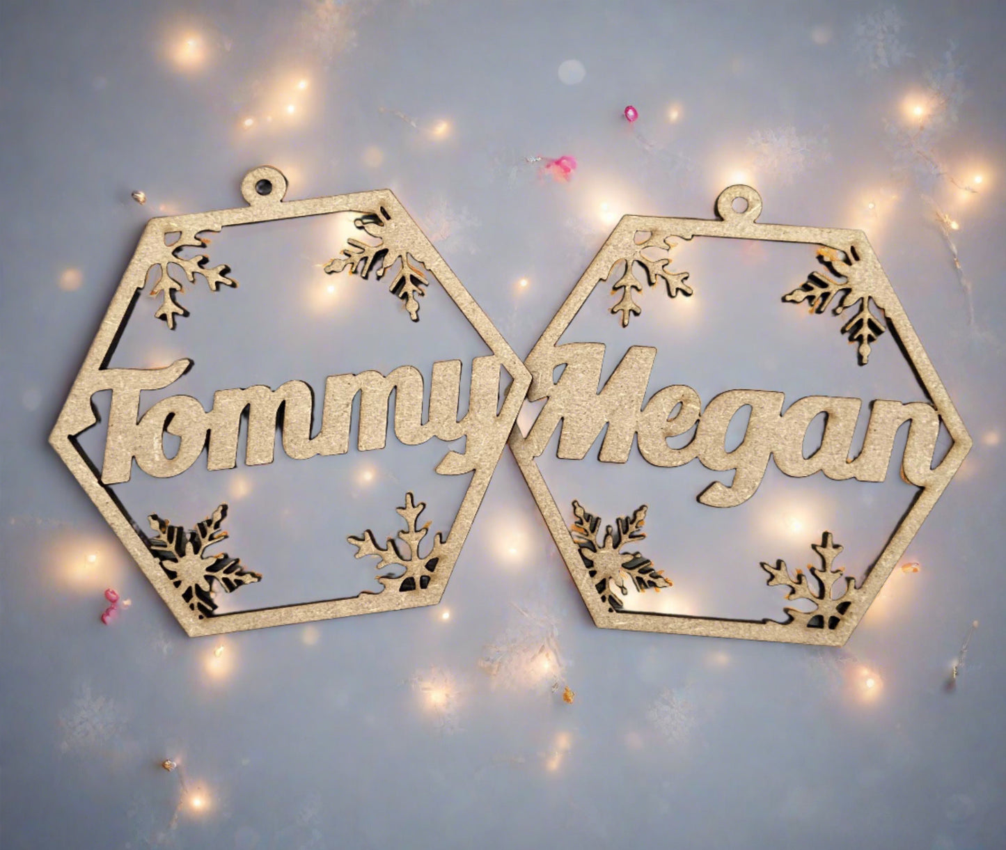 Personalised hexagon bauble - Laser LLama Designs Ltd