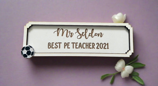 Wooden personalised teacher street sign magnet - Laser LLama Designs Ltd