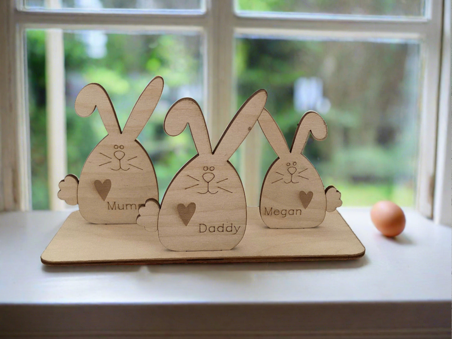 Wooden freestanding bunny family - Laser LLama Designs Ltd