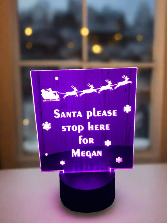 Santa please stop here LED light up display- 9 colour options with remote! - Laser LLama Designs Ltd