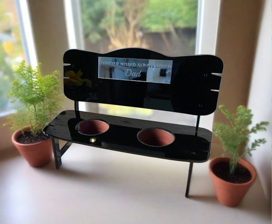 Acrylic personalised bench for flower pots - Laser LLama Designs Ltd