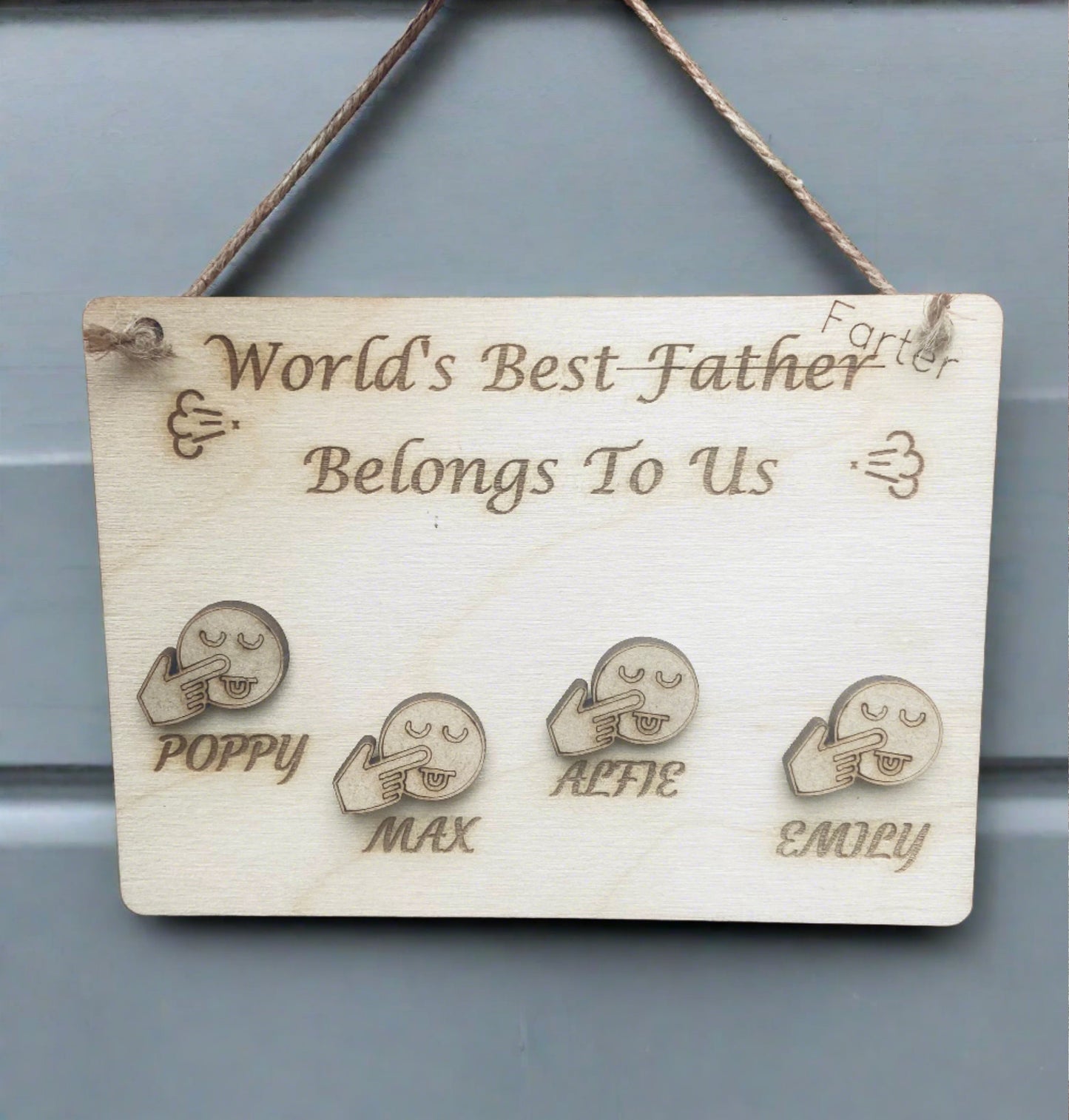 Wooden Personalised world best farter plaque - Laser LLama Designs Ltd