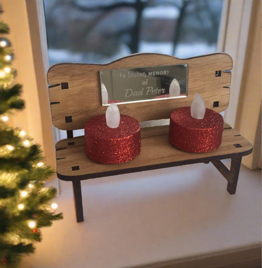 Oak veneer memorial bench - Laser LLama Designs Ltd