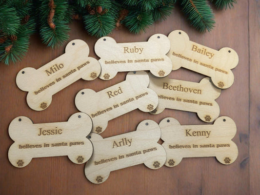 Persoanlised Dog Bone Tree Decoration - Laser LLama Designs Ltd