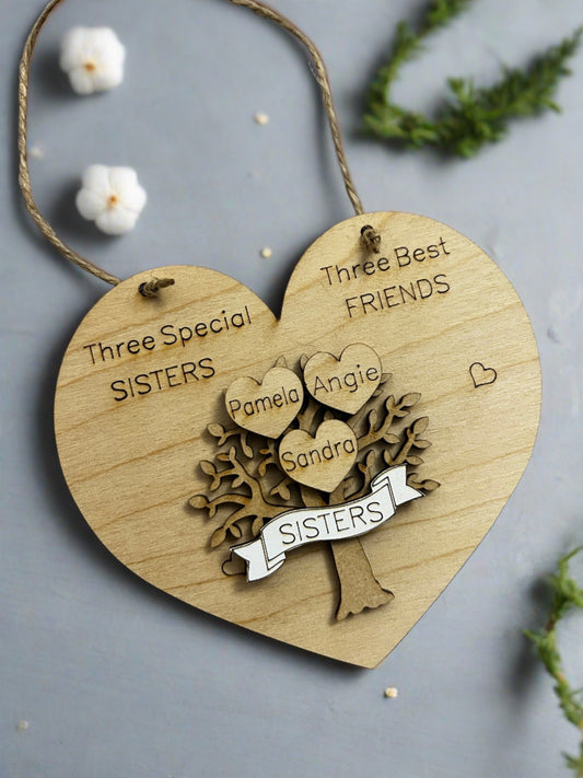 Special sisters wooden personalised plaque - Laser LLama Designs Ltd