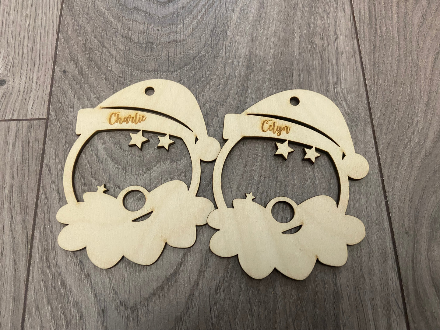 Wooden Santa personalised bauble - Laser LLama Designs Ltd