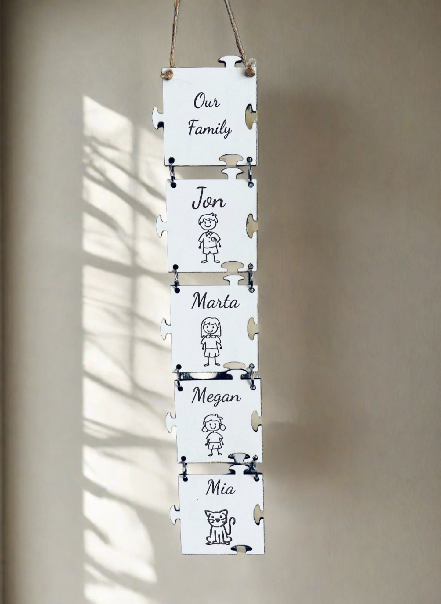Wooden personalised puzzle shape hanging plaque - Laser LLama Designs Ltd