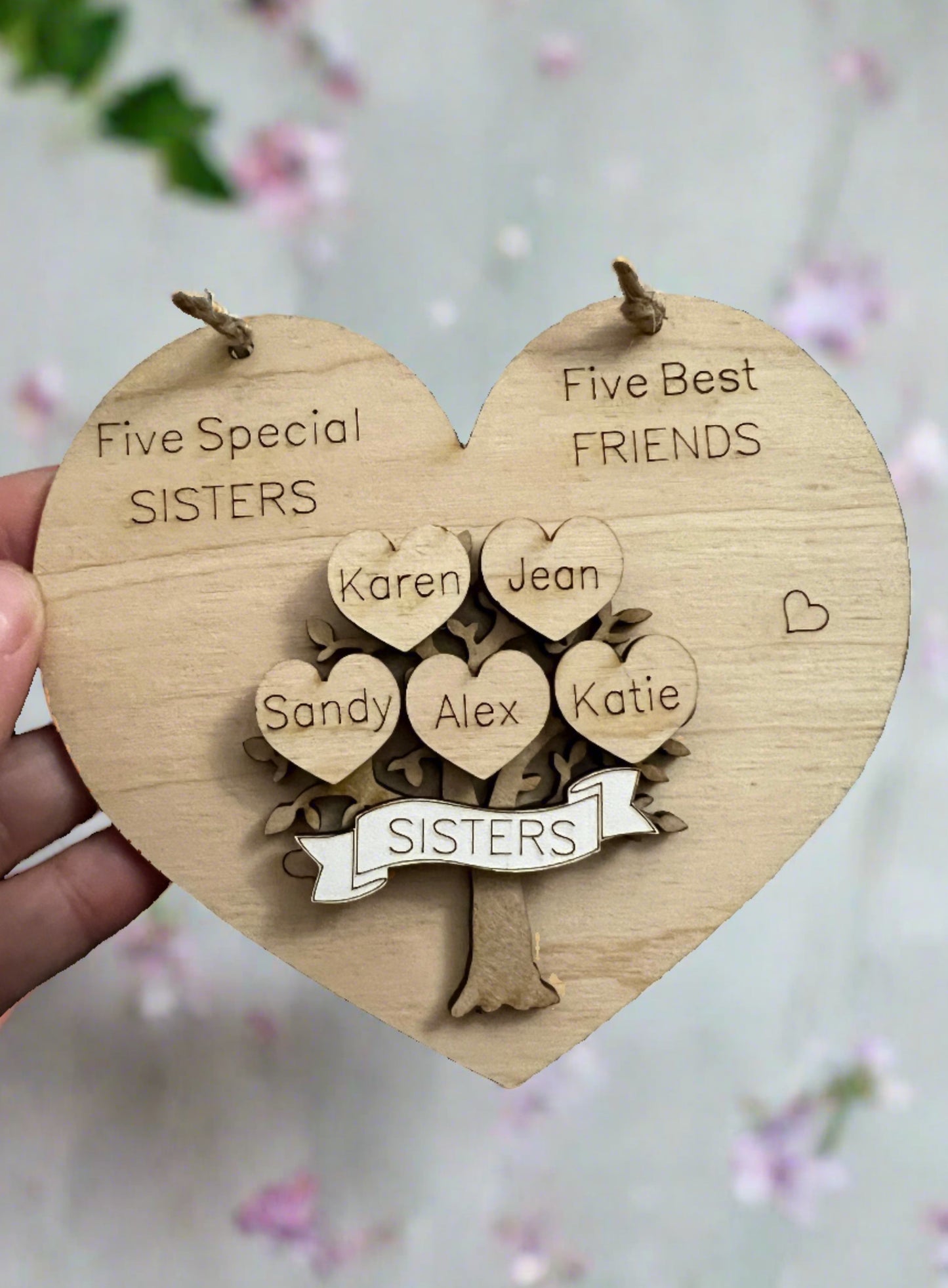 Special sisters wooden personalised plaque - Laser LLama Designs Ltd