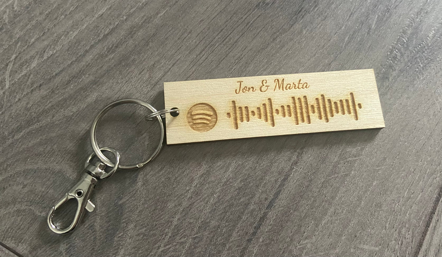 Scannable Spotify personalised keyring - Laser LLama Designs Ltd