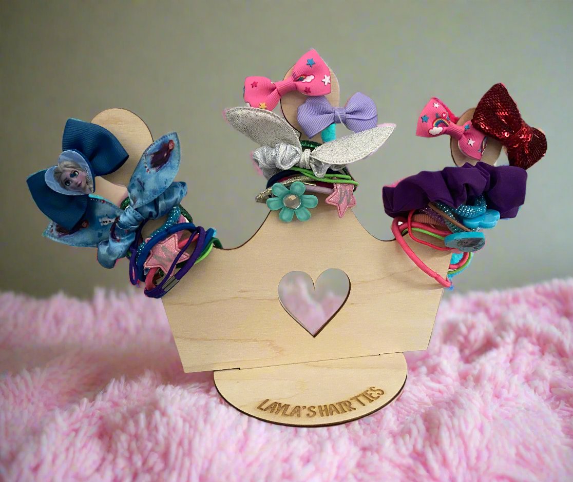 Personalised freestanding hair ties crown stand/holder - Laser LLama Designs Ltd