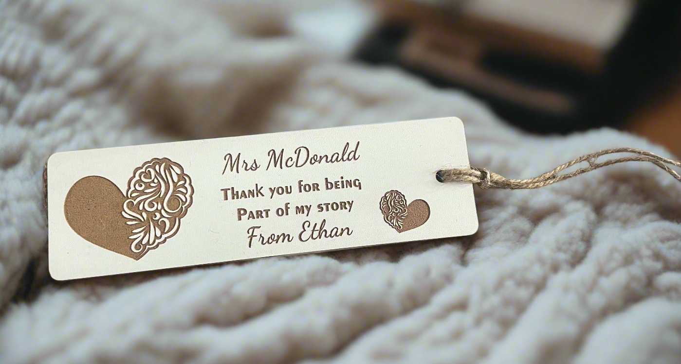Wooden personalised bookmark - 5 designs - Laser LLama Designs Ltd