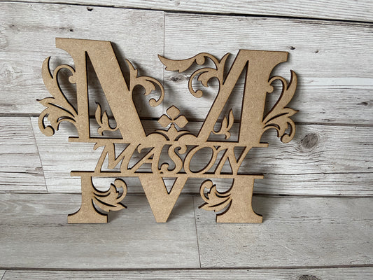 Monogram split name letters - Laser LLama Designs Ltd