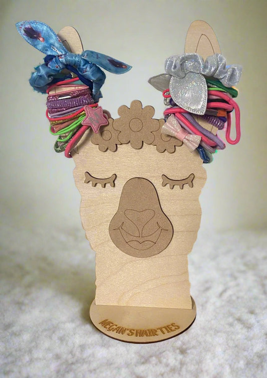Personalised freestanding hair ties llama stand/holder - Laser LLama Designs Ltd