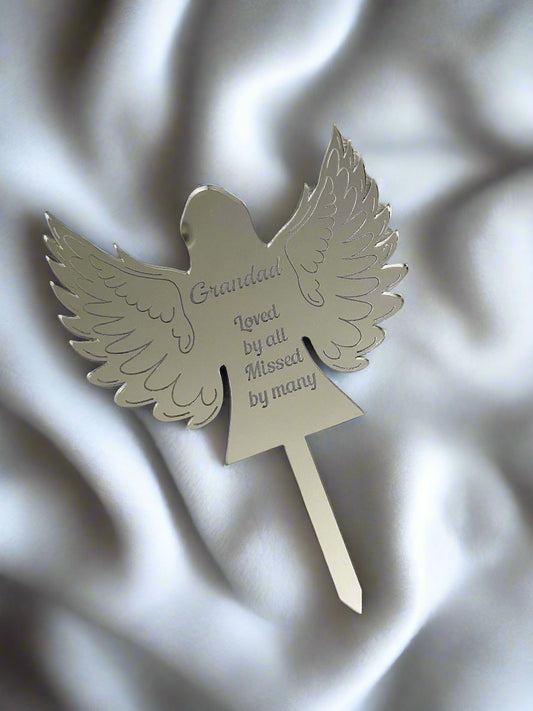 Memorial grave marker angel shape - Laser LLama Designs Ltd