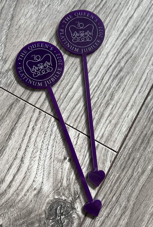 Acrylic Queens platinum jubilee cocktail stirrer - Laser LLama Designs Ltd