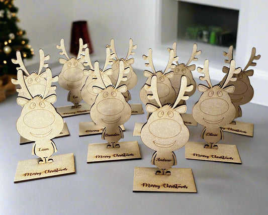 Wooden freestanding reindeer with a base - Laser LLama Designs Ltd