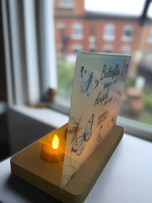 Beautiful personalised acrylic plaque & 3 tealight holder - Laser LLama Designs Ltd