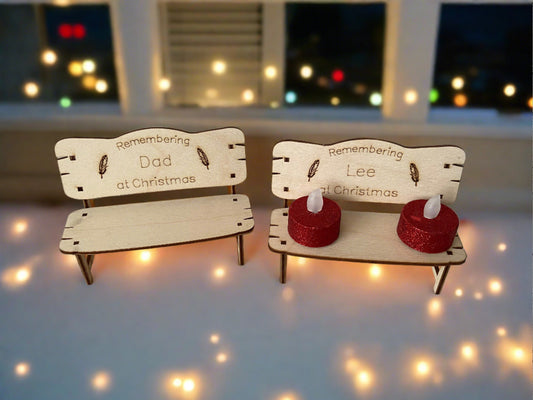 Wooden birch bench “remembering at Christmas “ - Laser LLama Designs Ltd