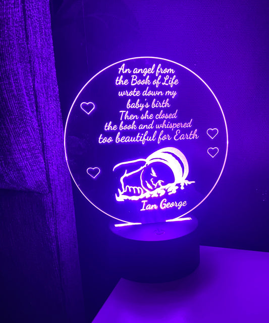 Baby loss LED light display ,9 Colour options with remote! - Laser LLama Designs Ltd