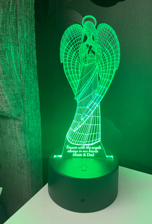 Led light memorial Angel display. 9 colours and remote control! - Laser LLama Designs Ltd
