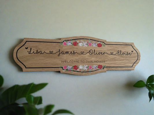 Printed oak veneer personalised street sign - Laser LLama Designs Ltd