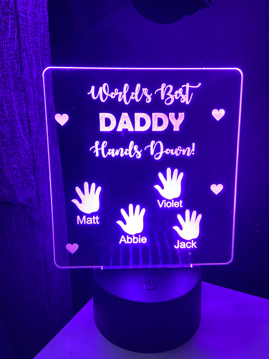 Dad hands down light up display- 9 colour options with remote! - Laser LLama Designs Ltd