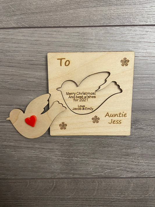 Wooden personalised 3d bird card - Laser LLama Designs Ltd