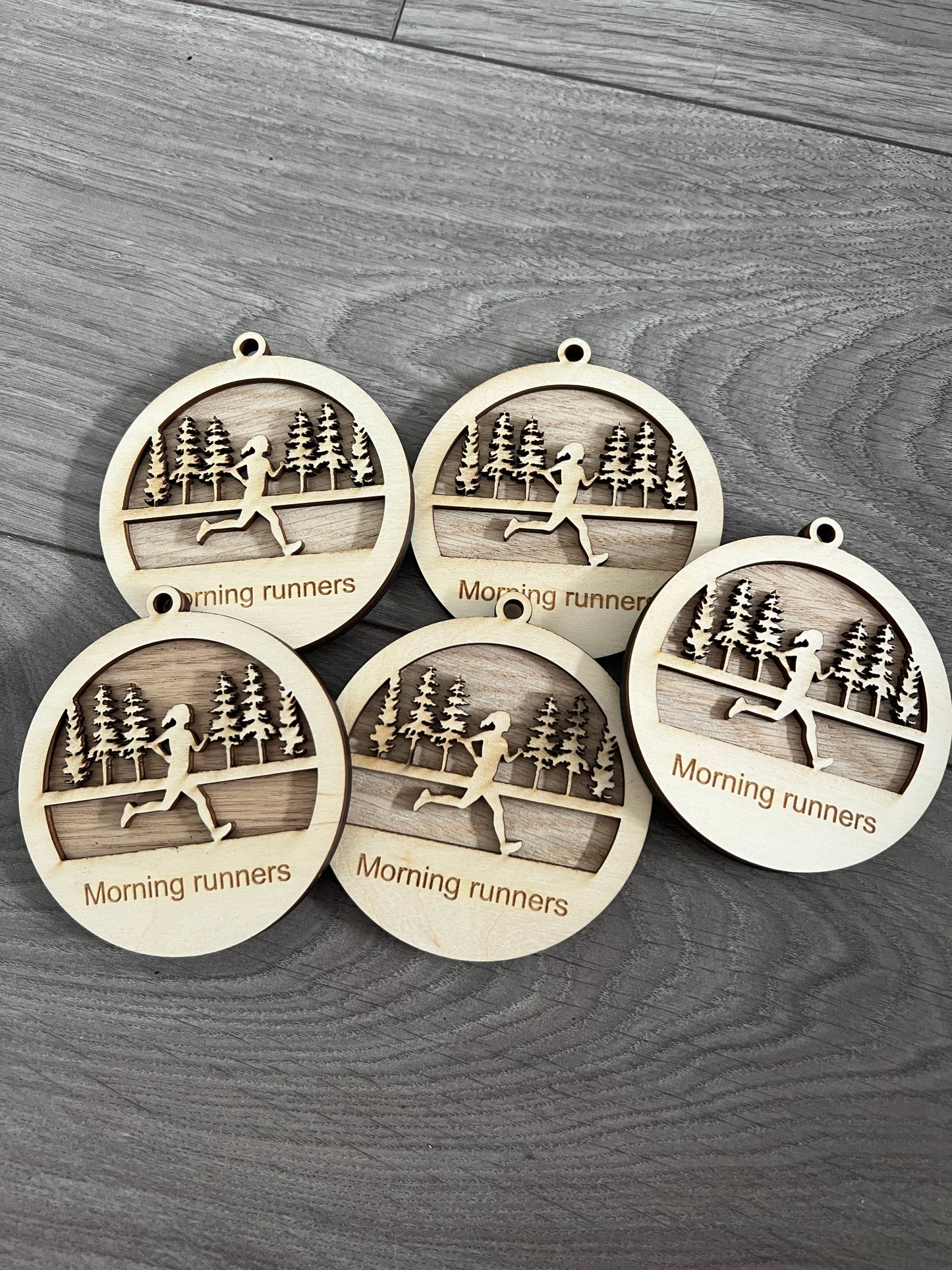 Wooden layered runner bauble - Laser LLama Designs Ltd