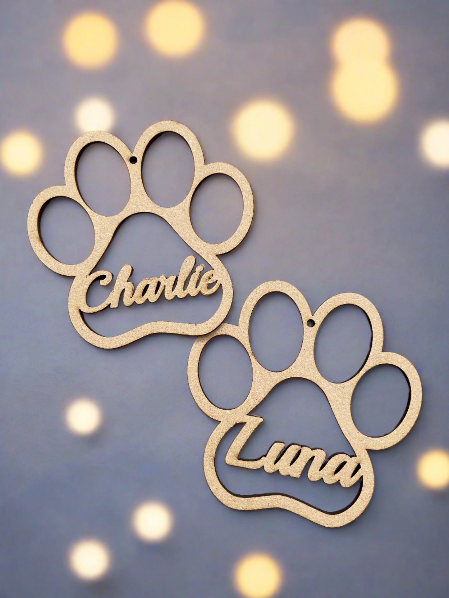 Wooden mdf dog paw bauble - Laser LLama Designs Ltd