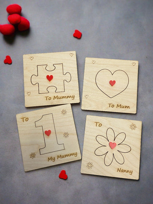 Wooden personalised 3d card Mother’s day - Laser LLama Designs Ltd