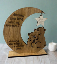 Load image into Gallery viewer, How long will I love you … personalised freestanding bear moon - Laser LLama Designs Ltd