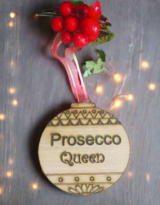 Oak veneer Alcohol Christmas  bauble -oak veneer - Laser LLama Designs Ltd