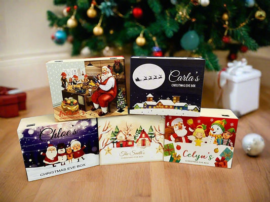 Wooden personalised Christmas house Christmas eve box - Laser LLama Designs Ltd