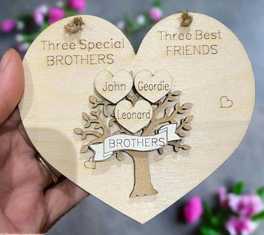 Special brothers wooden personalised plaque - Laser LLama Designs Ltd