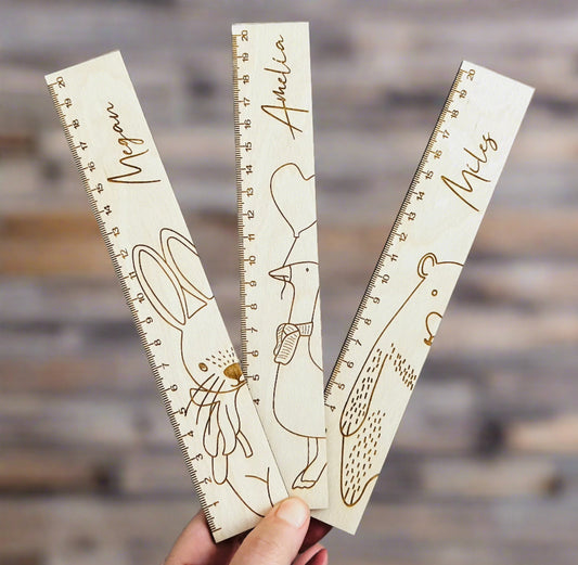 Wooden personalised school ruler - Laser LLama Designs Ltd