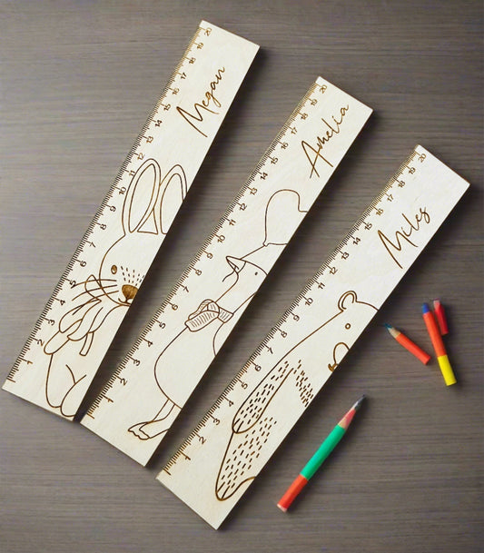 Wooden personalised school ruler - Laser LLama Designs Ltd